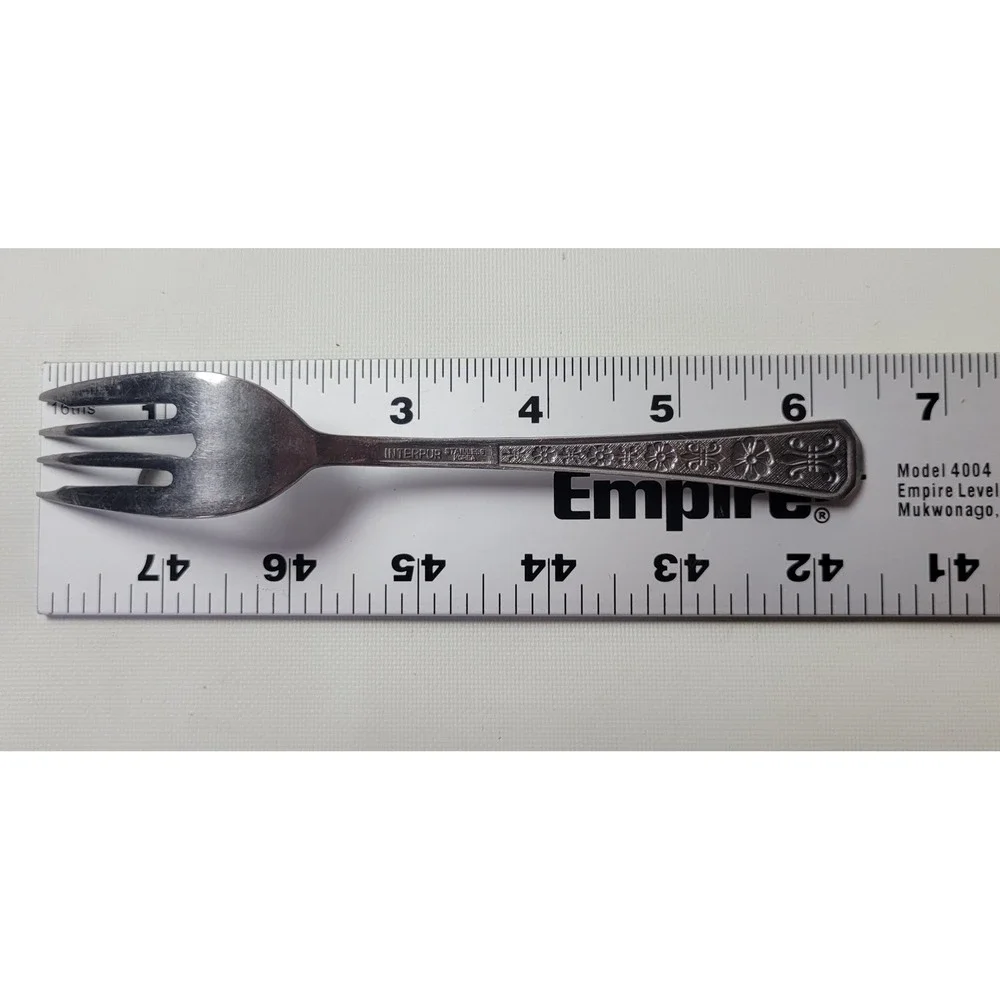 Interpur Florenz Stainless Steel Salad Forks Set of 5 Floral Fleur-de-lis Korea